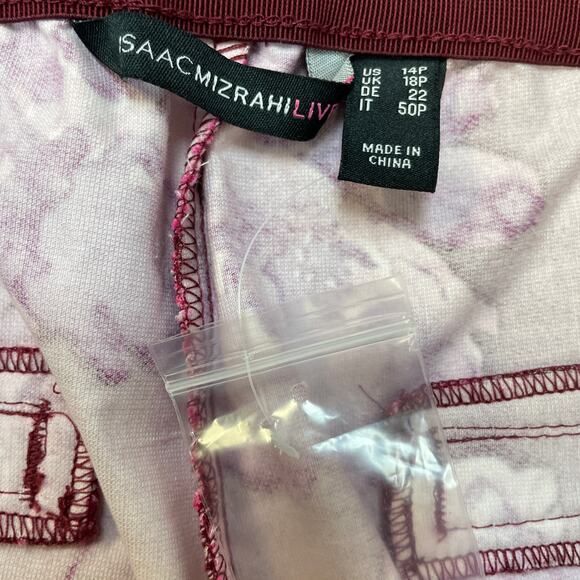 Isaac Mizrahi Live! NWOT Women's 14P Purple Floral Elastic Waist Velvet Pants - Picture 3 of 5